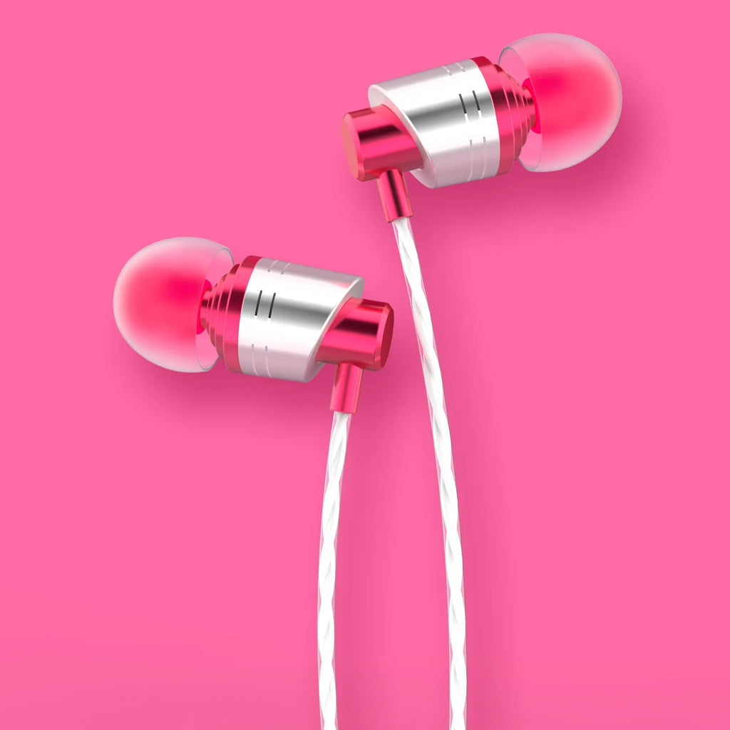 Wired in-ear gaming headphones with microphone in black, blue, and red colour options showing 3.5mm plug