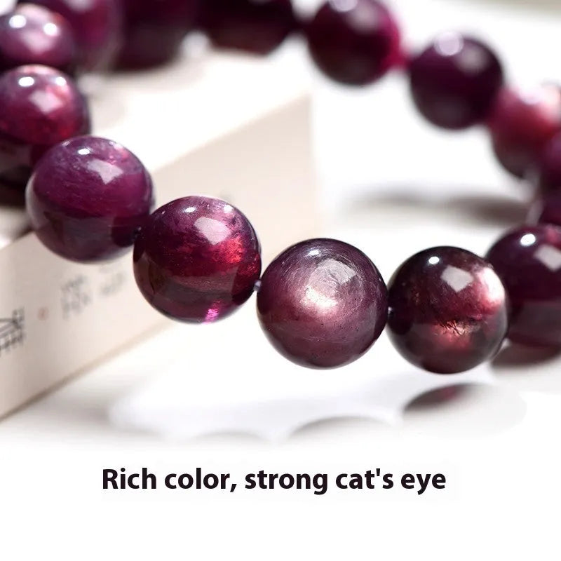 Natural purple lepidolite crystal bracelet with polished round beads in various size options