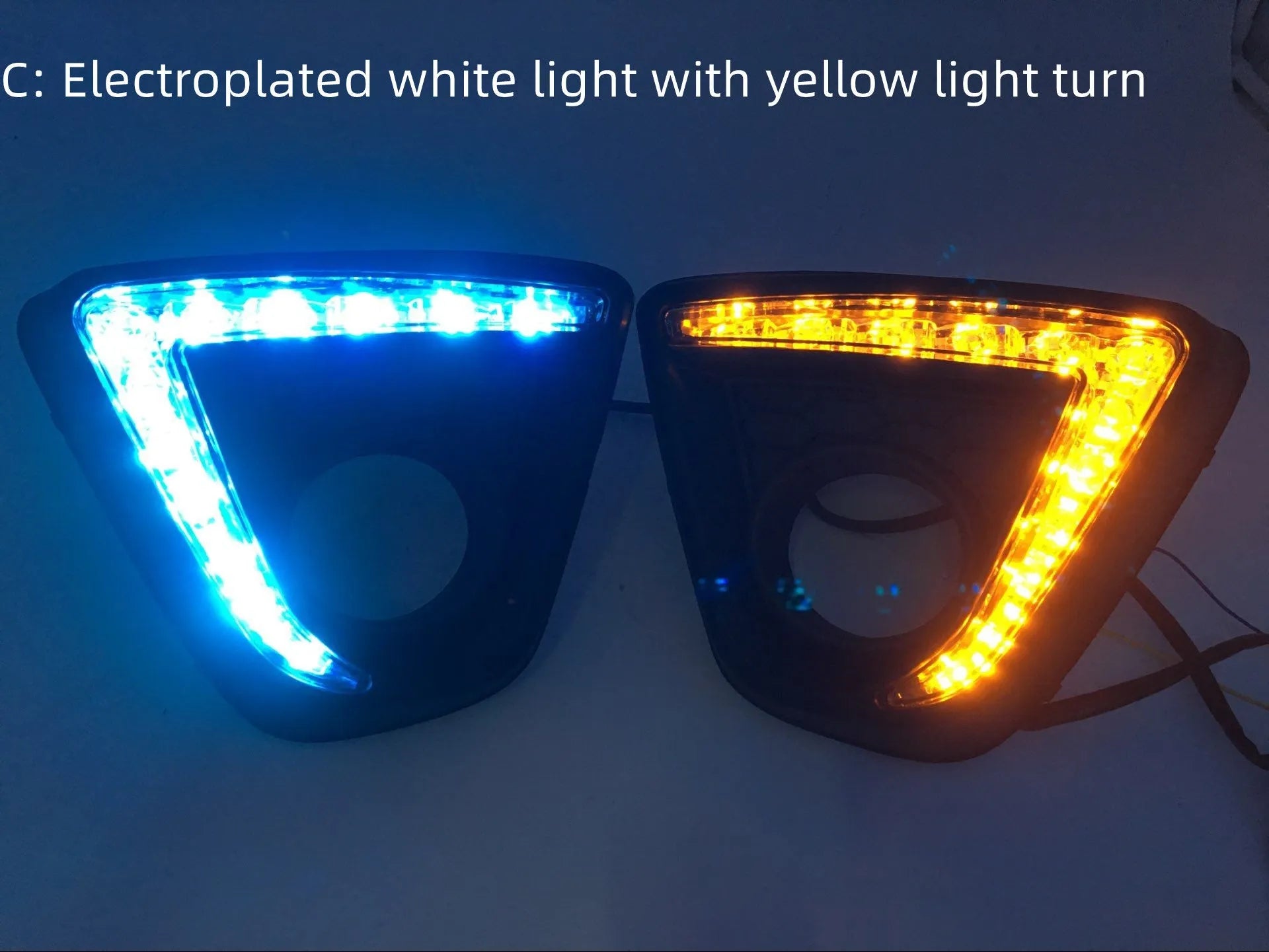 Pair of electroplated LED daytime running lights for Mazda CX-5 with white and yellow illumination options
