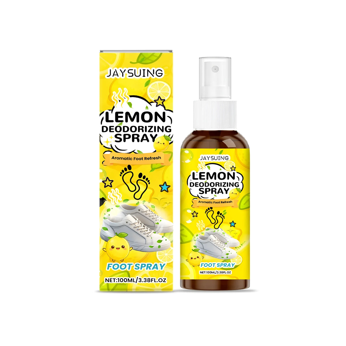 100ml foot deodorizing spray bottle with lemon peel oil and glycerin for daily foot freshness