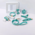 Classic velvet soft pet collar and traction rope set with chest strap, bow tie, flower and toilet bag accessories