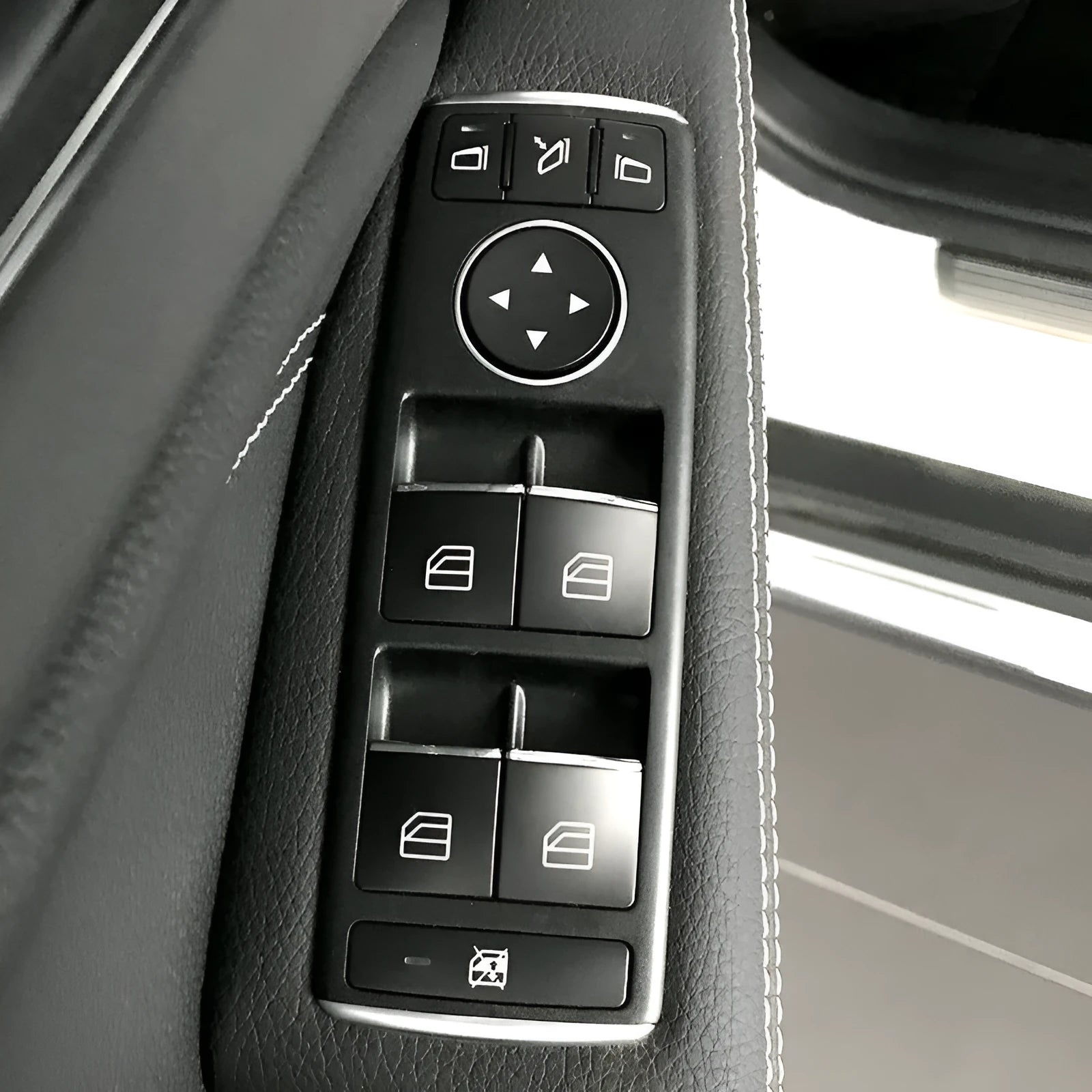 Black glitter decorative sticker for type 0 car window lift button with adhesive backing