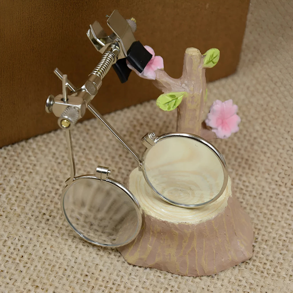 Auxiliary reading glass mirror glasses double clip with metal bracket and glass lens