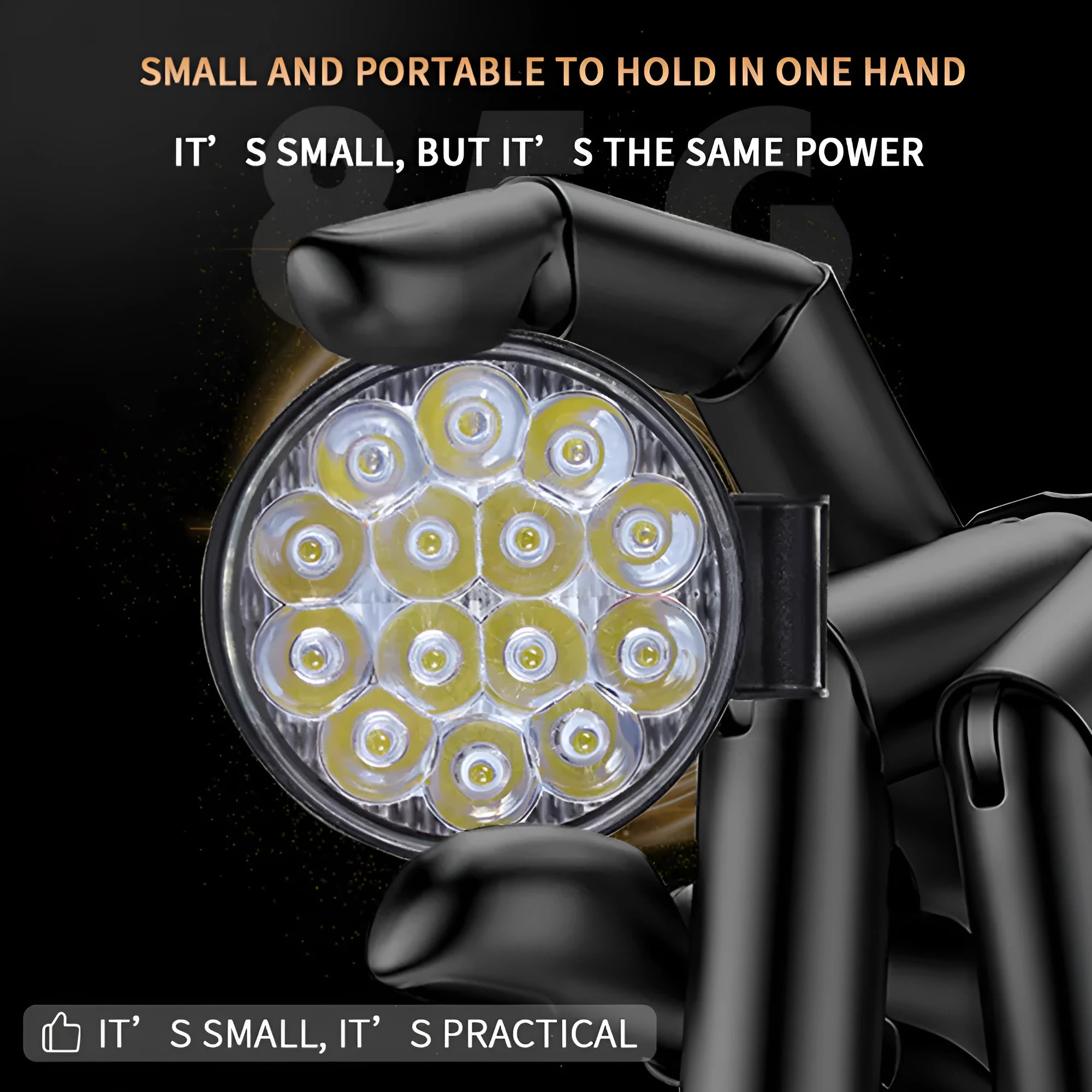 White aluminium mini round 42W LED work light with IP67 waterproof rating for vehicles and machinery.