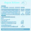 Custom watercolour cat design mechanical keyboard keycap set in PTB material, showing colourful artwork.