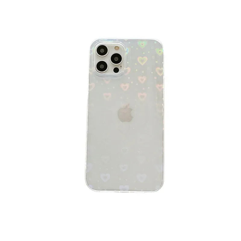 Transparent silicone phone case with laser colourful love pattern for iPhone