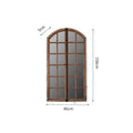 Terrace distressed fake window wall mirror with wooden glass construction and log colour finish