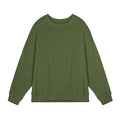 Men's army green twill Jacquard pullover sweater with round neck and long sleeves laid flat