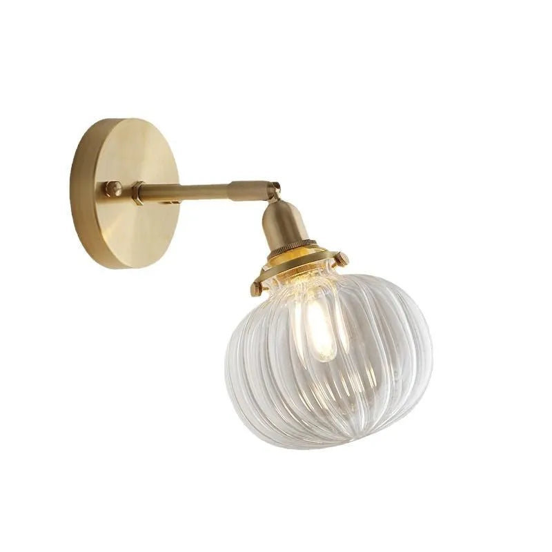 Glass wall lamp with transparent shade for living room or bedroom lighting