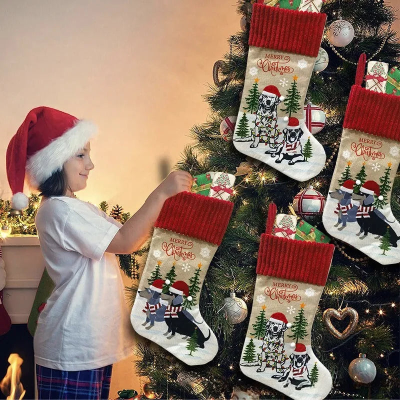 Cloth Christmas tree pendant gift bag with rustic American pastoral design