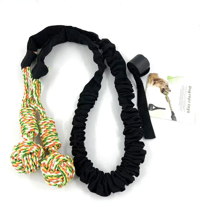Cotton thread dog tug of war rope toy in black, grey or red colour for interactive play