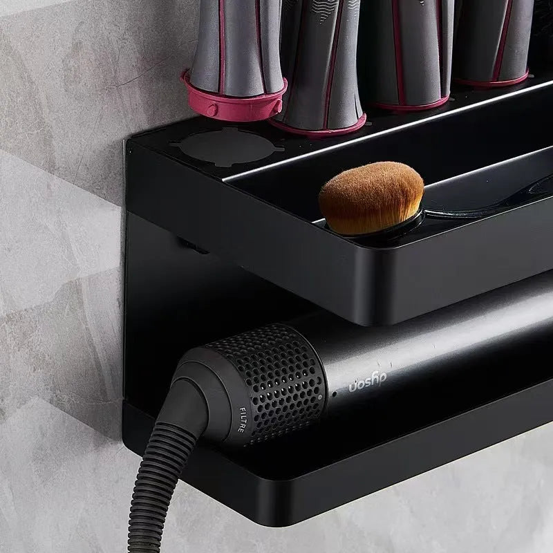 White double-layer bathroom storage rack for Marcel wavers with punch-free installation