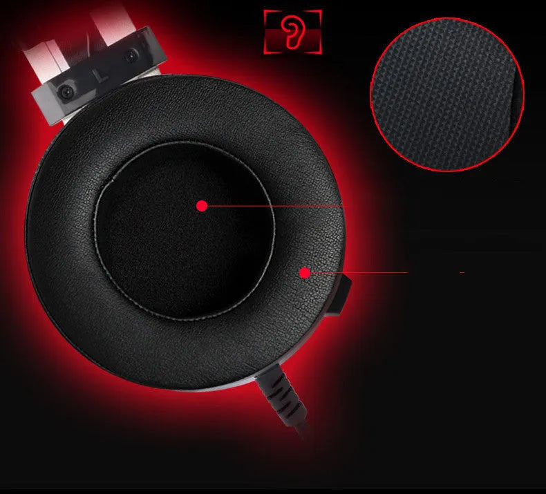 Black wired computer gaming headset showing the 3.5mm plug and long 2 metre cable.