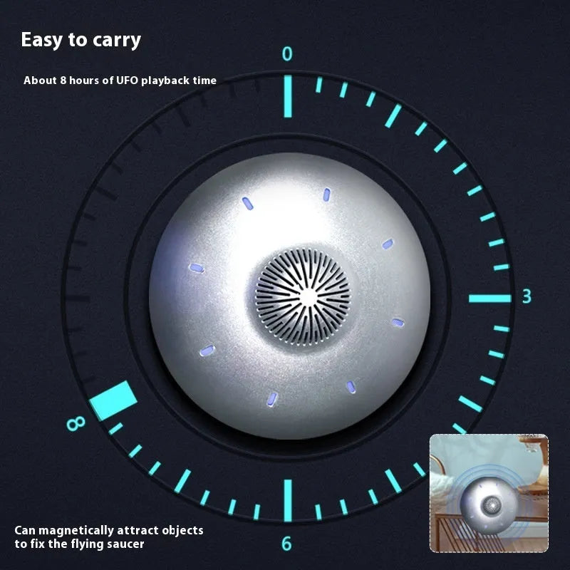 Automatic lifting magnetic levitation Bluetooth speaker floating above its base with injection-moulded ABS housing