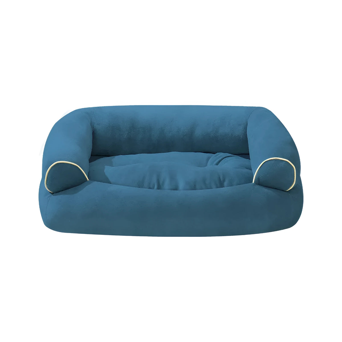 Velvet pet sofa bed for dogs and cats, rectangular shape, available in blue, dark grey, khaki and light grey, sizes from 45x35x18cm to 125x76x26cm