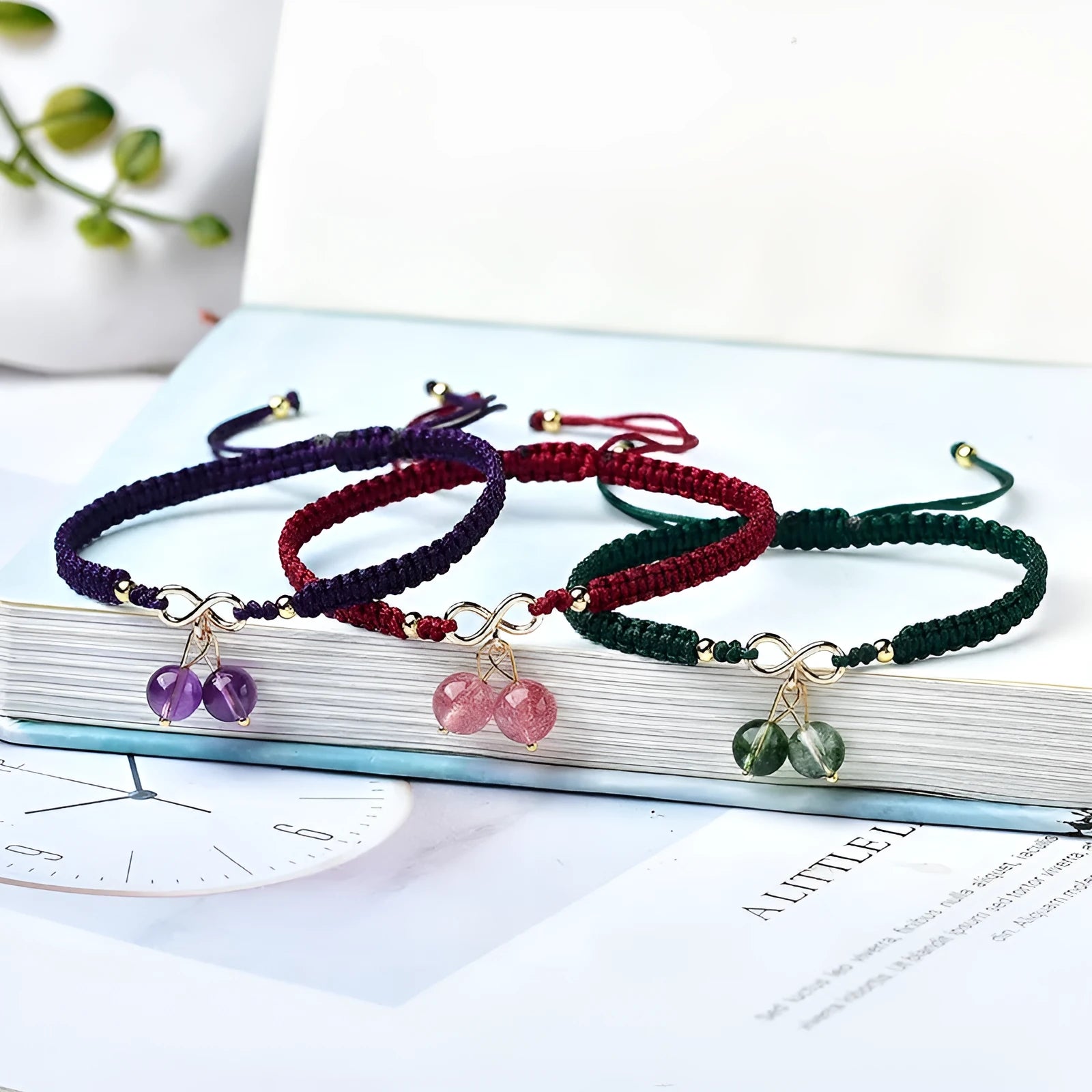 Natural strawberry quartz cherry bracelet for women with pure natural crystal beads in fruit shape design
