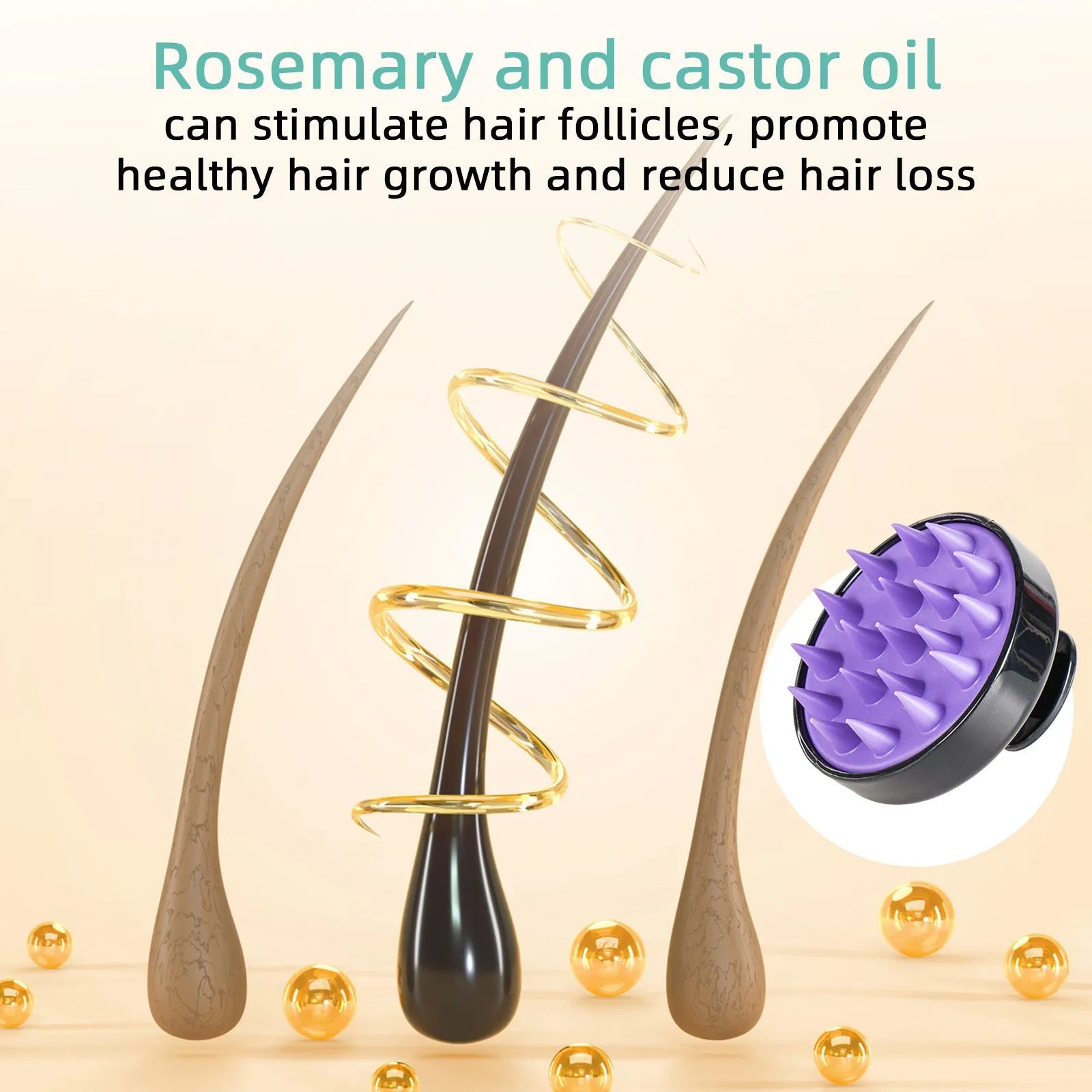 118ml bright yellow hair treatment oil with massage brush for strengthening and dense hair care