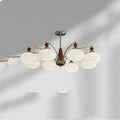 Persimmon glass and chrome chandelier with multiple light heads in Middle Ancient style