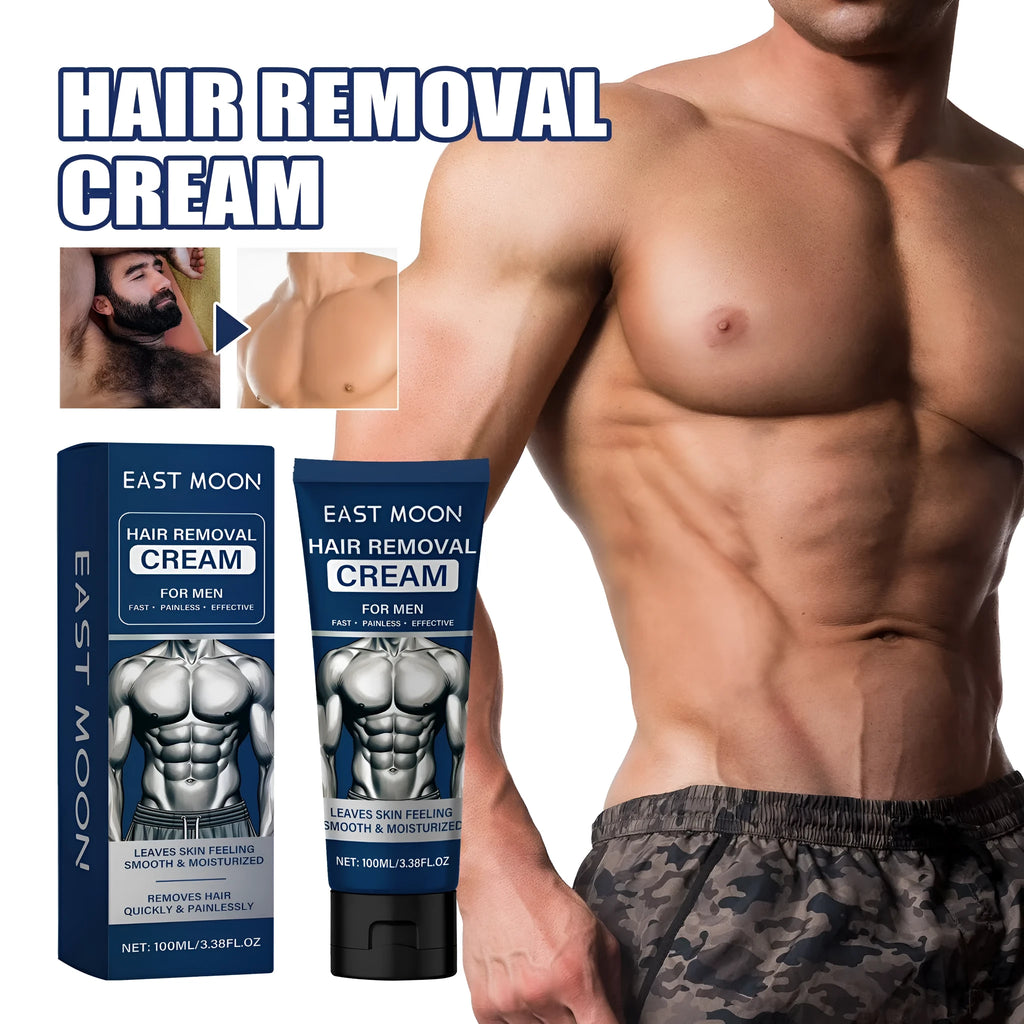 100ml tube of men's hair removal cream for beard, armpit, leg, and hand use.