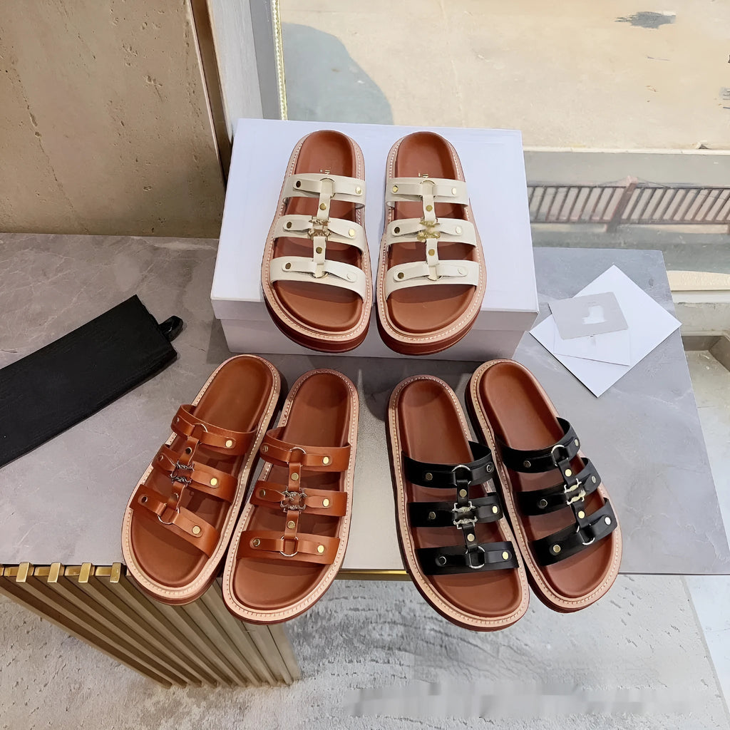 Women's patent leather Roman style sandal slippers in sheepskin with solid colour options