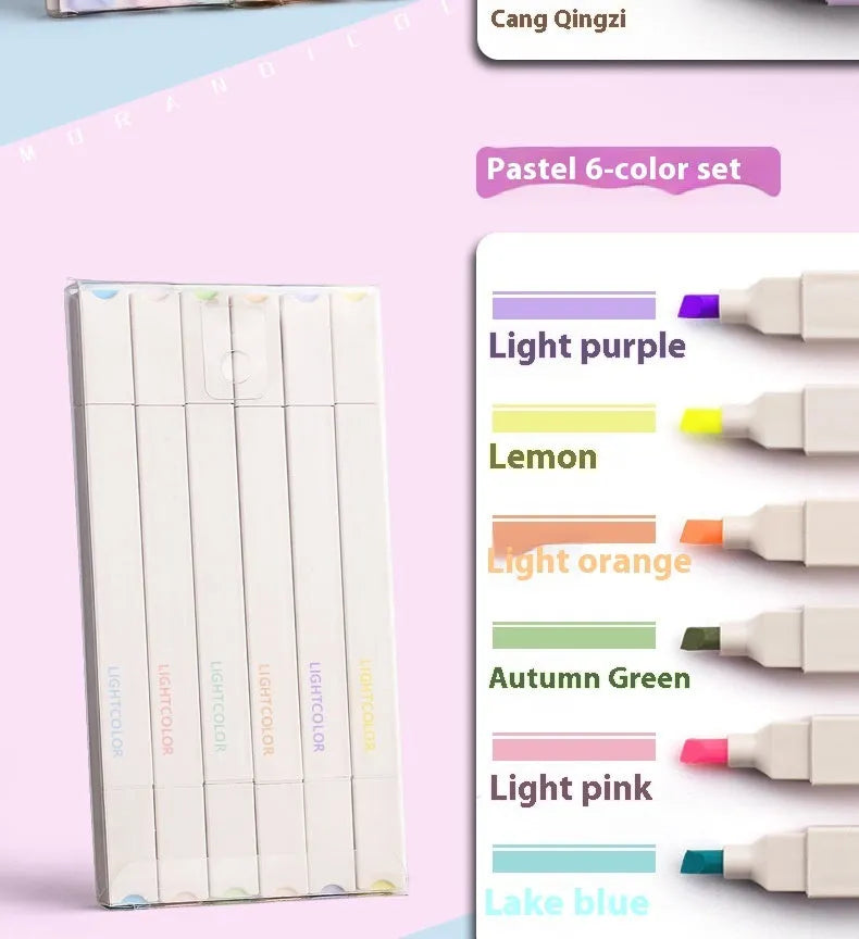 Double-headed fluorescent marker pens showing chisel and bullet tips in mixed colours