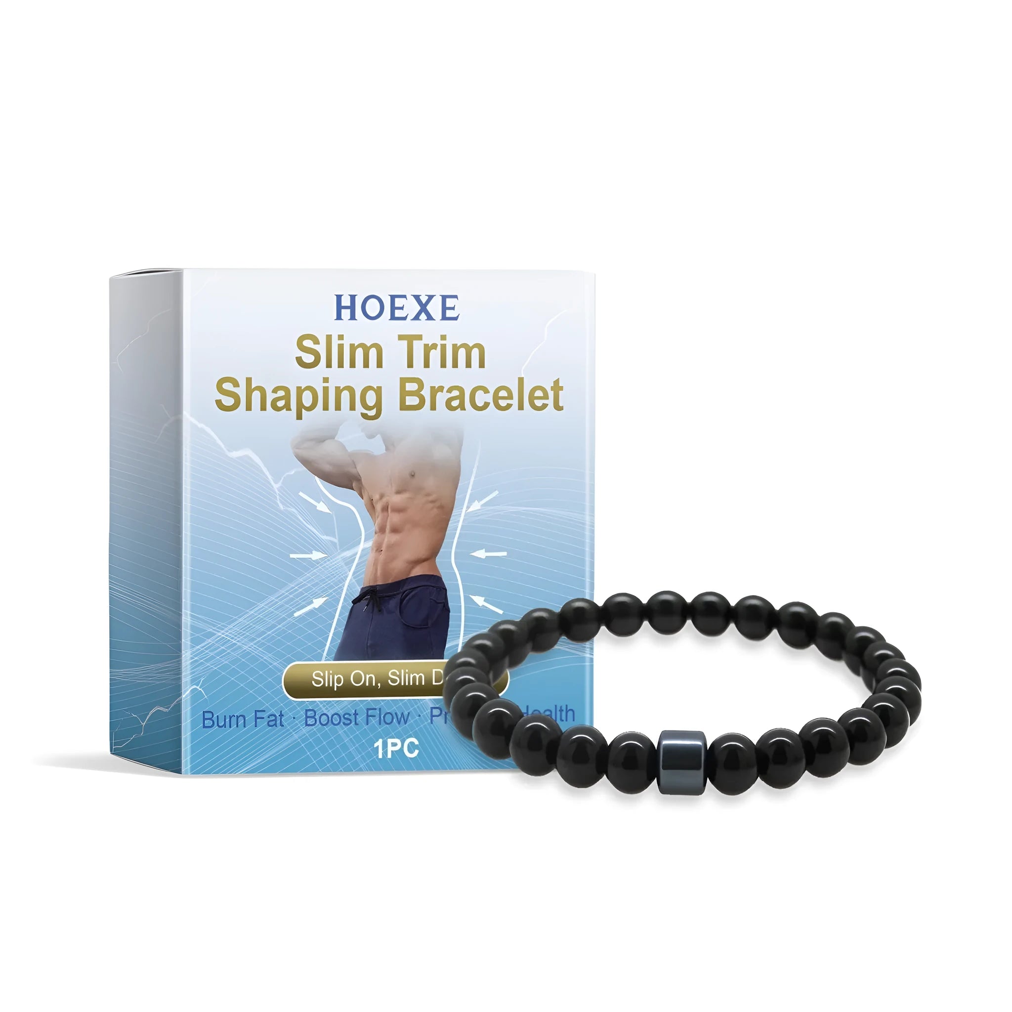 Men's black gallstone and glass adjustable bracelet wristband.
