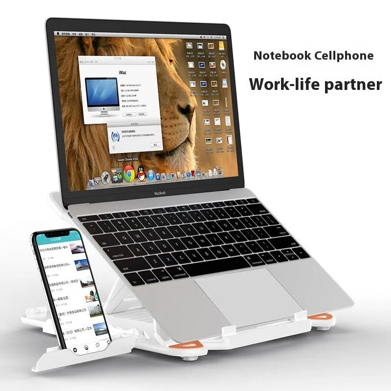 ABS plastic laptop bracket in black or white with 300mm x 200mm dimensions for laptop elevation and cooling
