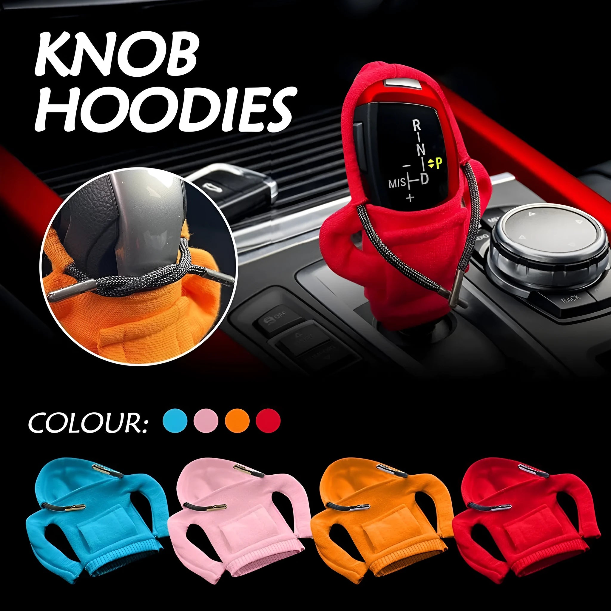 Cloth car gear shift knob hoodie cover in multiple colours for manual and automatic vehicles
