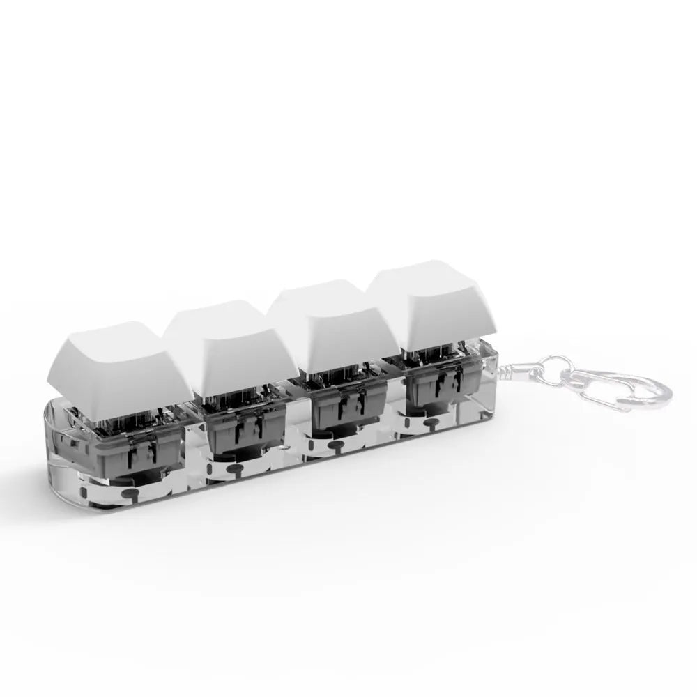 4-key keyboard switch shaft tester with transparent bottom shell showing switch sockets