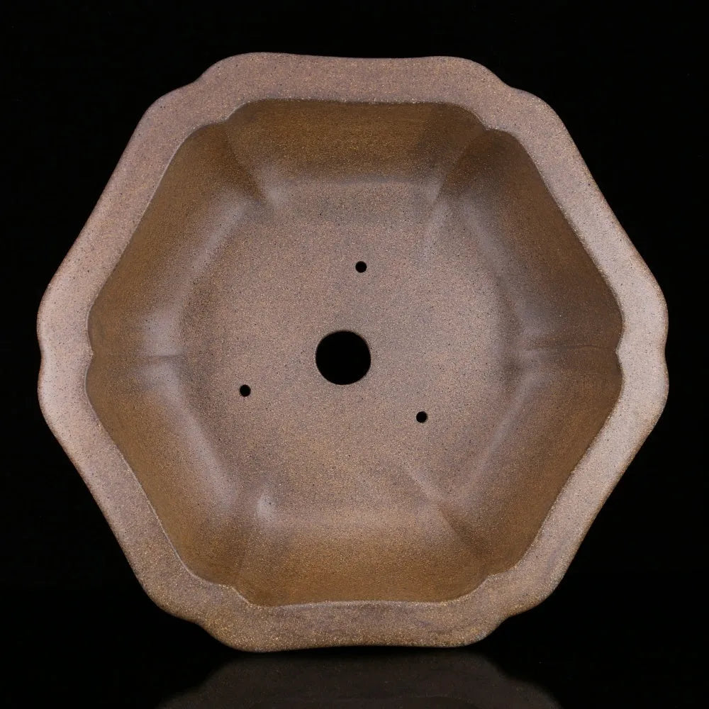 Large handmade purple sand hexagonal flower pot traditional ceramic planter