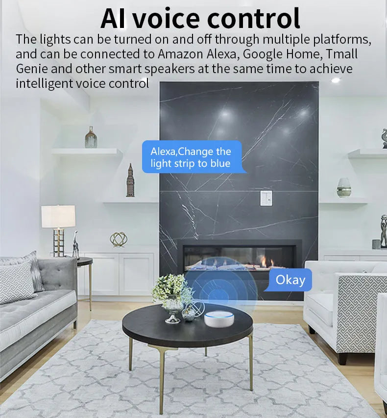GU10 smart LED spotlight with RGBCCT colours and WiFi connectivity for voice control