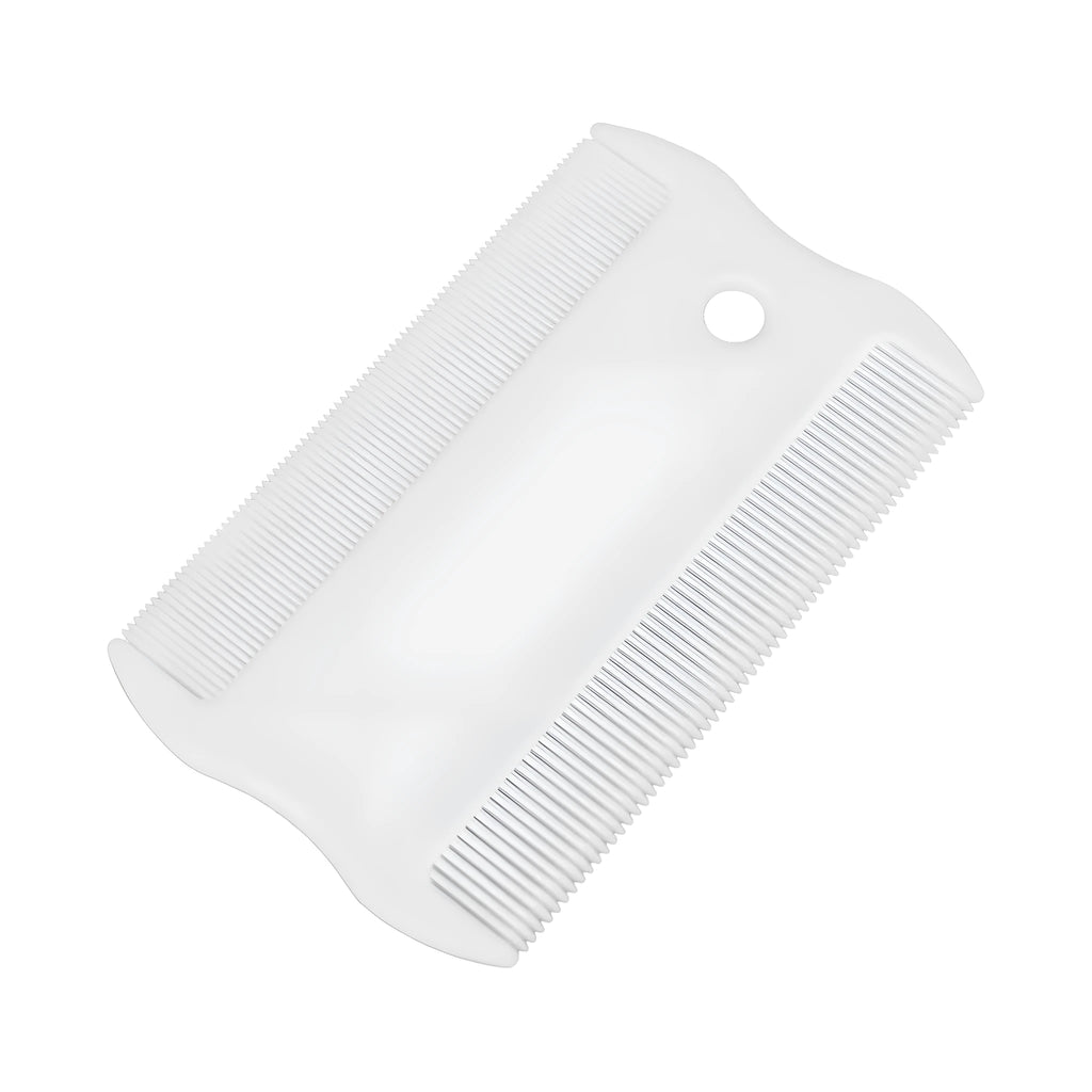 Double-sided plastic flea comb for pets with dense teeth measuring 0.85 by 5 centimetres