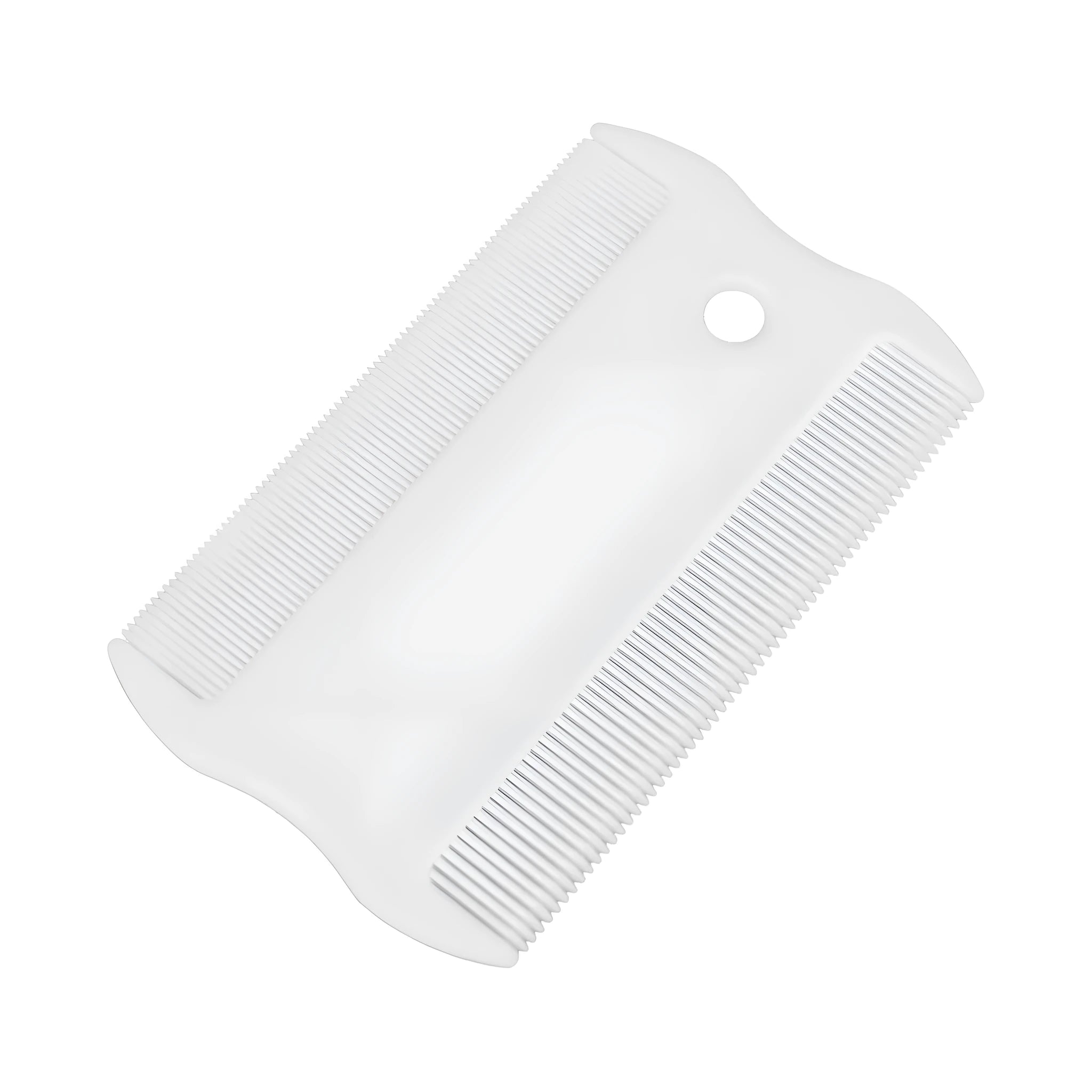 Double-sided plastic flea comb for pets with dense teeth measuring 0.85 by 5 centimetres