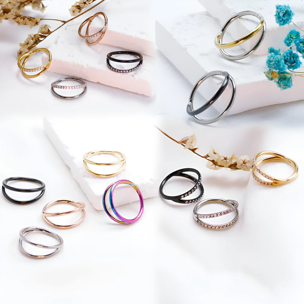 Titanium alloy fork nose ring for body piercing in multiple colours and lengths