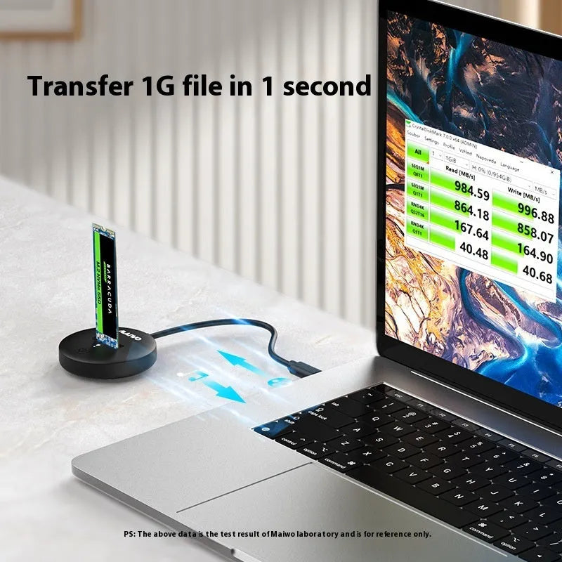 Black external hard disk body enclosure for NVME NGFF drives with Type-C interface and ABS material casing