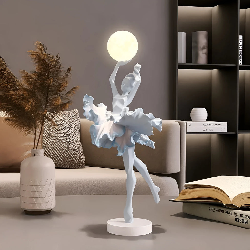 Art girl atmosphere small night lamp in black gold, white, pink, or light blue colour with USB charging