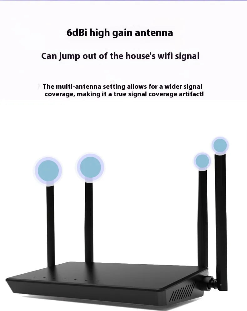 Portable 300m wireless router with five network ports in compact metal casing