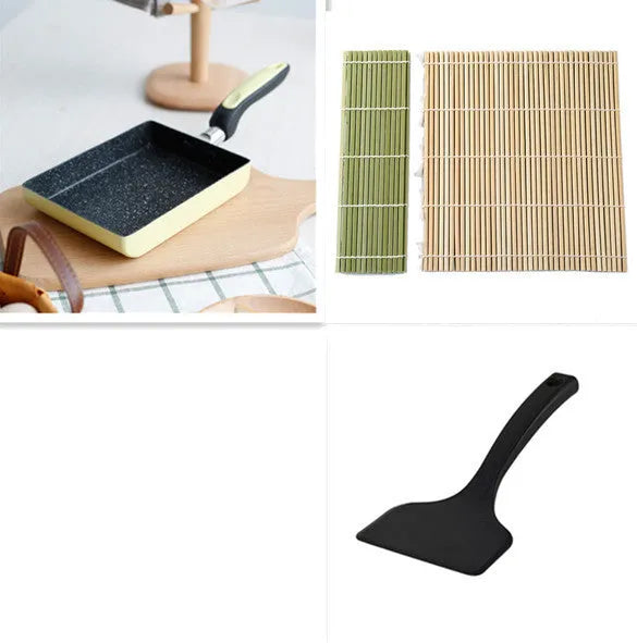 Square non-stick smokeless frying pan 13x18cm with composite multi-layer bottom, available in pink, blue, and yellow