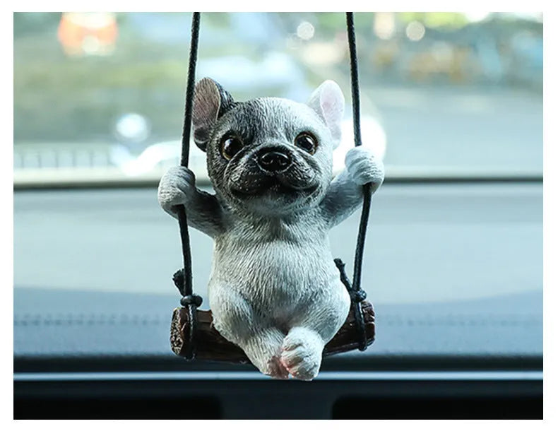 Resin bulldog car hanging ornament for rearview mirror in multiple colour options