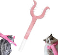 Blue plush cat wand toy with foam-filled head on a 70cm long stick for interactive pet play.