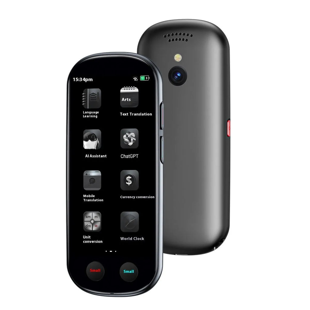 Black multi-language simultaneous interpretation translator for business with lanyard and charging cable