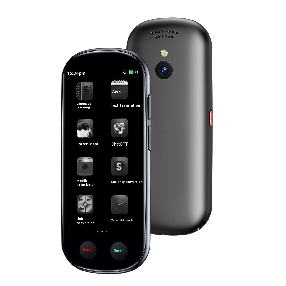 Black multi-language simultaneous interpretation translator for business with lanyard and charging cable
