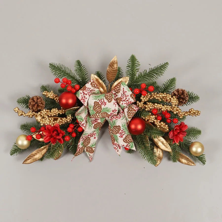 Christmas garland decoration with multiple hanging options including stair wall, lintel, and rattan placements