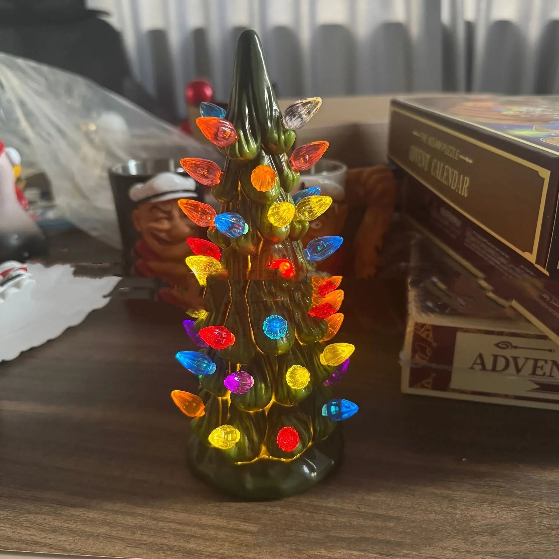 Resin Christmas tree decorations in European style with colour or warm light options
