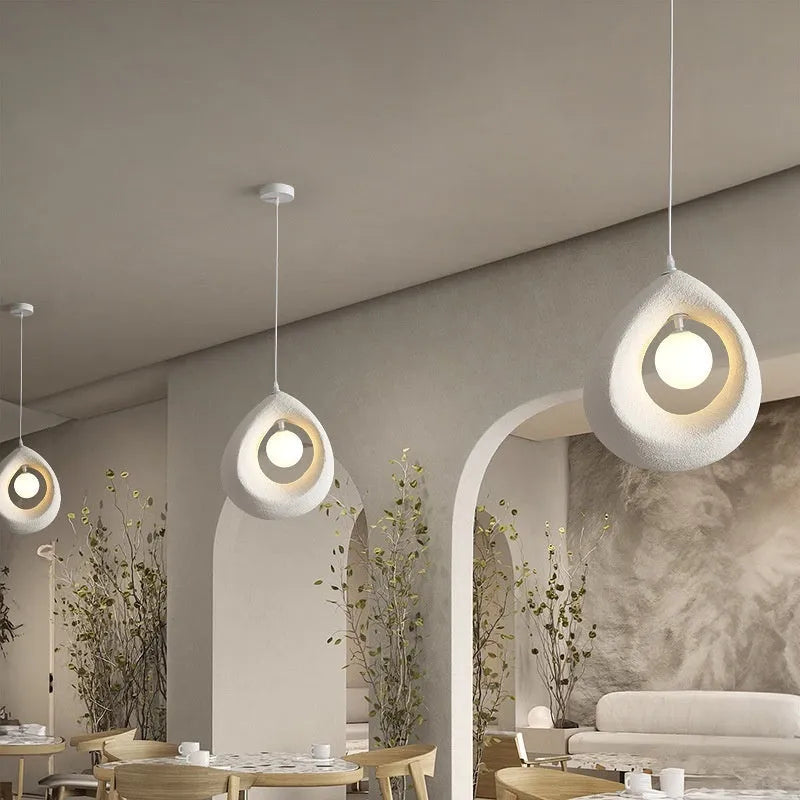 Modern simple retro bar chandelier with milky white lampshade measuring 32x35cm for dining room
