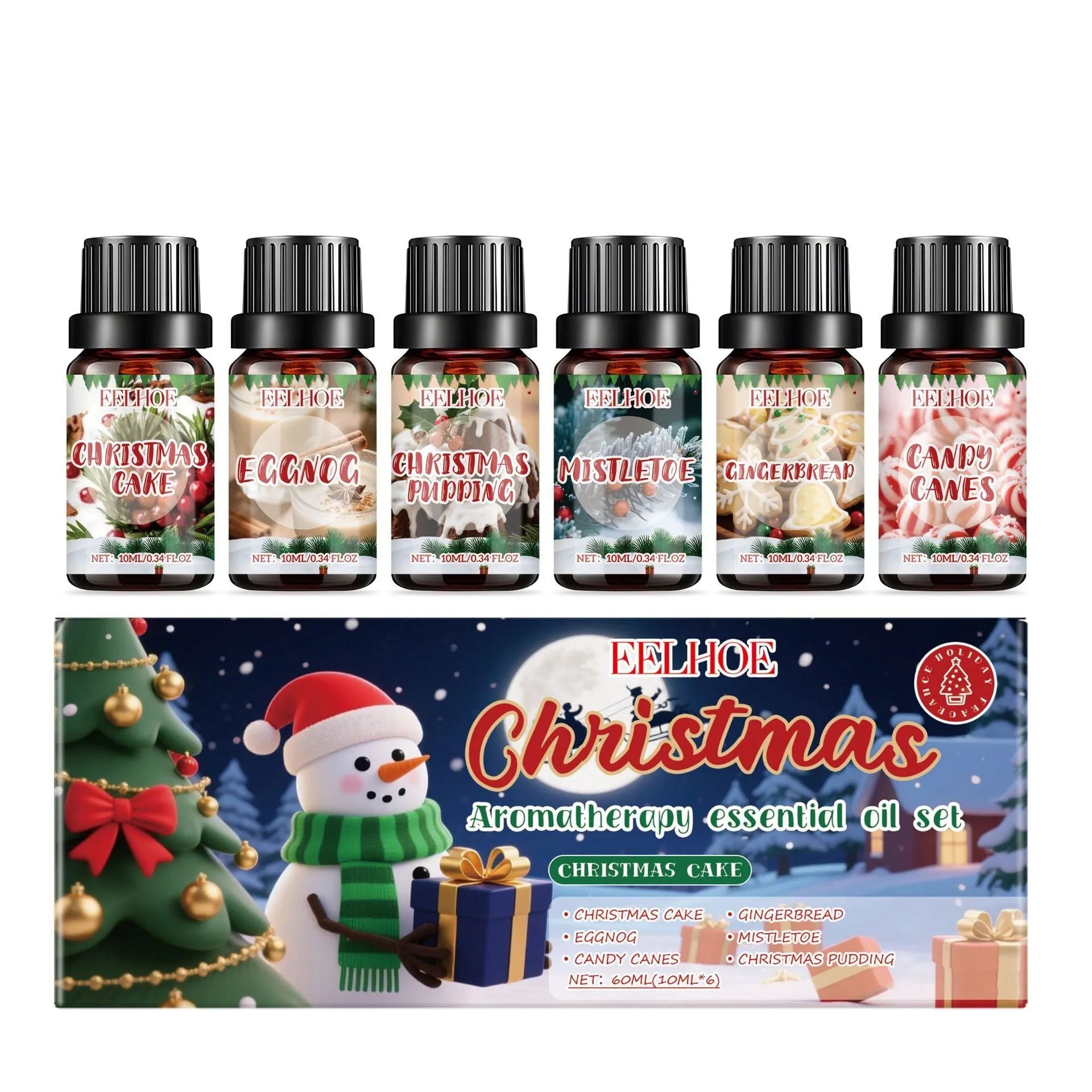 Six bottles of Christmas Warm Home aromatherapy oil for diffusers, 60ml each