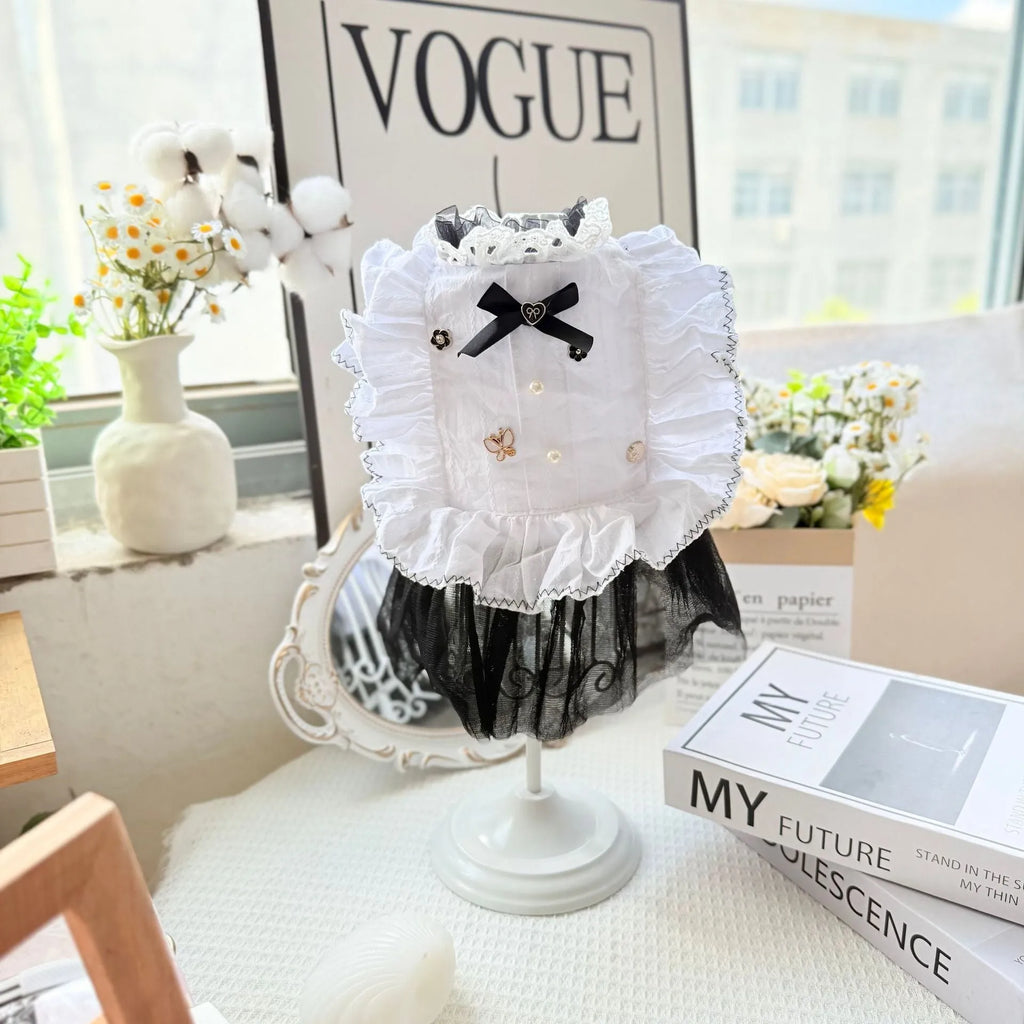 White yarn waltz gauze skirt pet dog clothing in princess style for small dogs