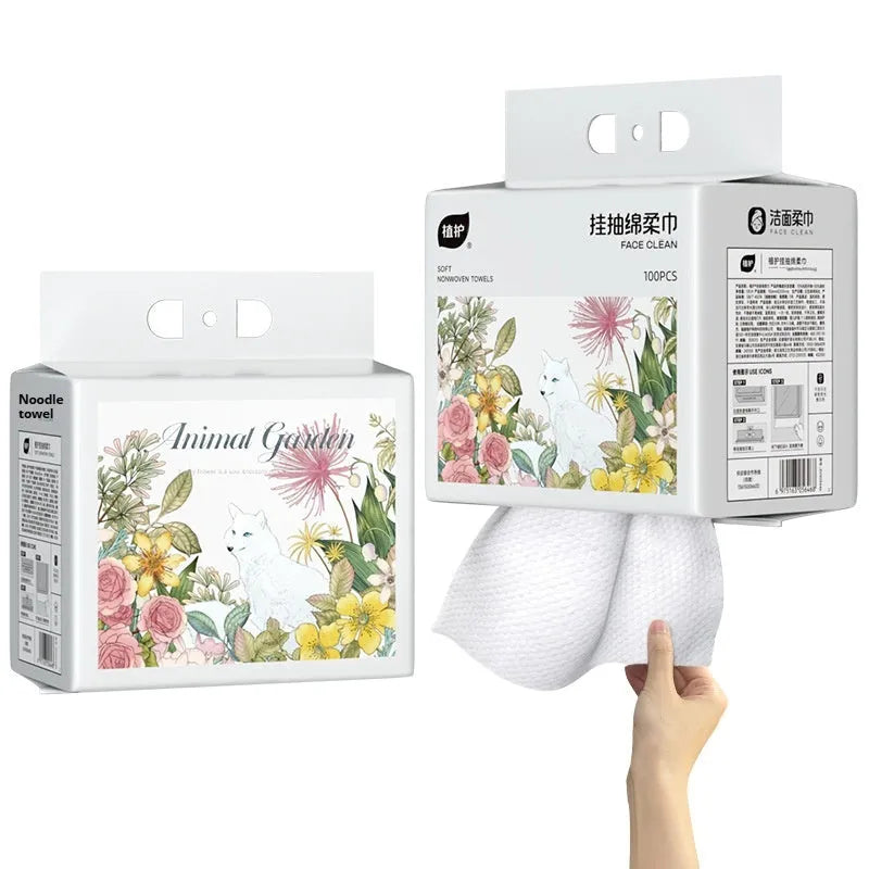 Disposable soft towel roll with removable hanging system, 100 sheets per pack