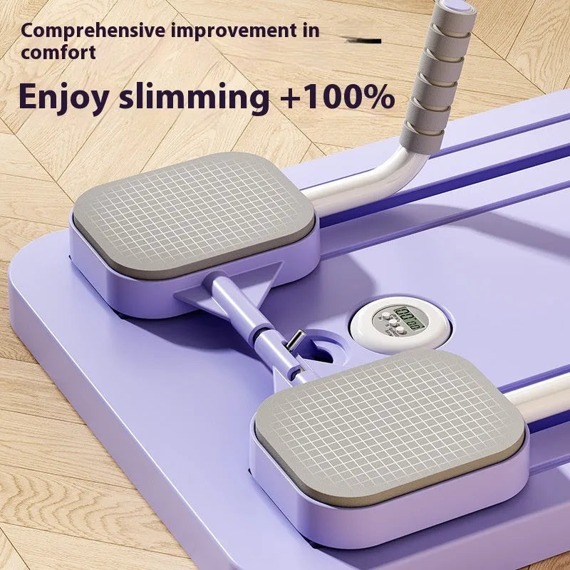 Standard purple fitness board with automatic rebound abdominal wheel for home workouts