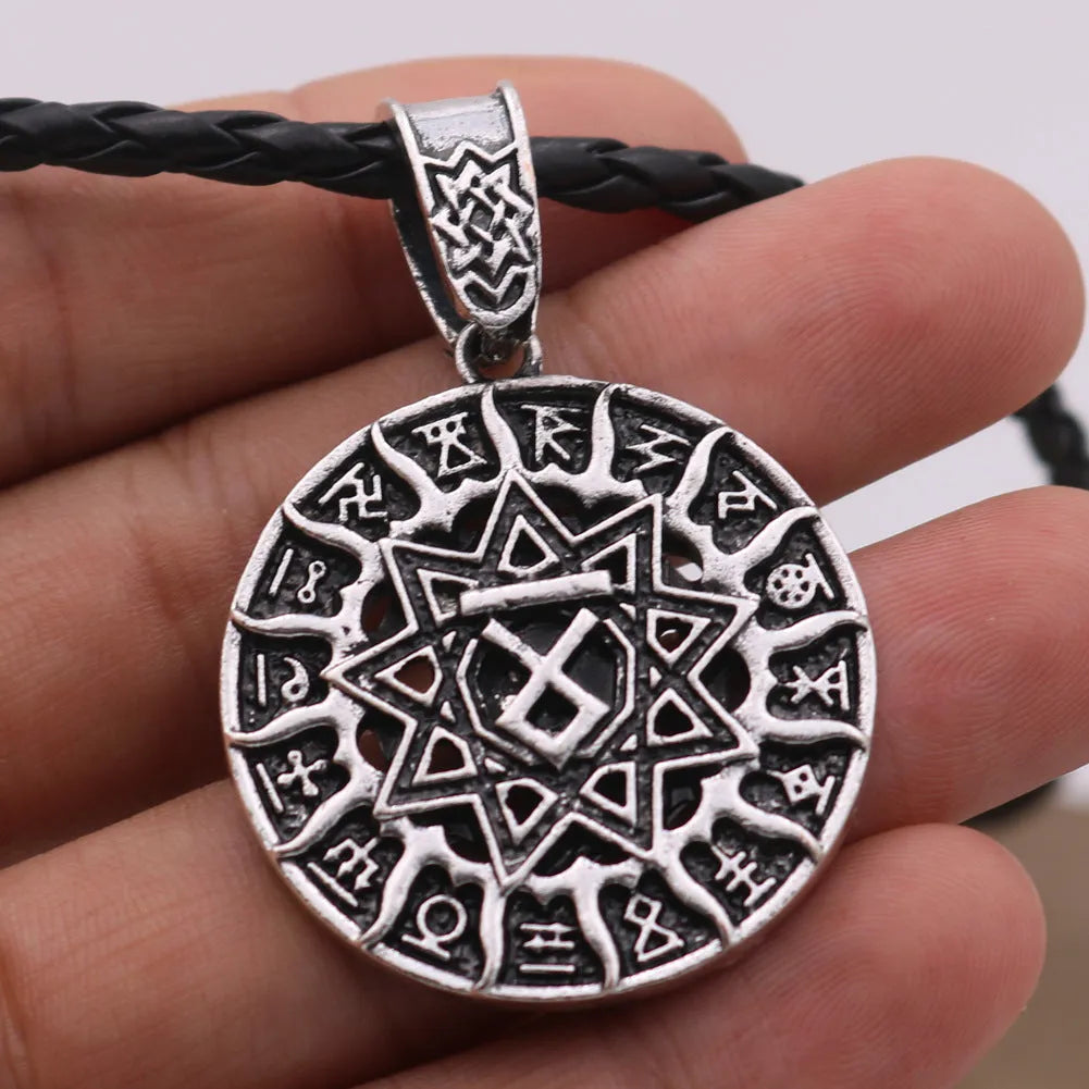 Lunavin ODing logo pendant necklace on a snake bones chain with antique silver finish